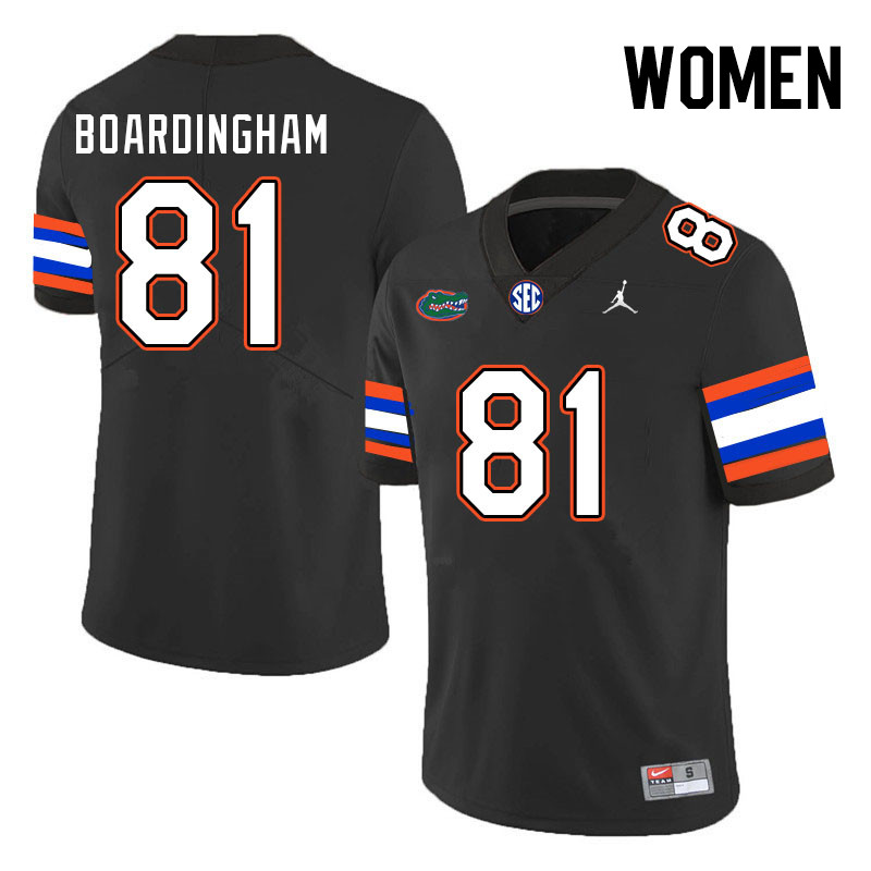 Women #81 Arlis Boardingham Florida Gators College Football Jerseys Stitched-Black - Click Image to Close